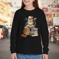 Cute Reading Chicken With Glasses Books Bookworm Reader Book Youth Long Sleeve Tee