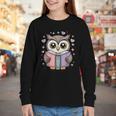 Cute Reading Owl Book Lover Teacher Librarian Bookworm Youth Long Sleeve Tee