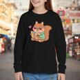 Cute Squirrel Reading A Book Lovers Anime Kawaii Women Kids Youth Long Sleeve Tee