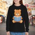 Cute Teddy Bear Reading Book Adorable For Readers Youth Long Sleeve Tee