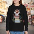 Cute Tiger With Book Floral Bookworm Librarian Book Lover Youth Long Sleeve Tee Cute Tiger With Book Floral Bookworm Librarian Book Lover Youth Long Sleeve Tee