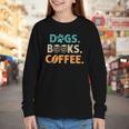 Dogs Books Coffee Reading Book Lover Youth Long Sleeve Tee