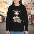 Donkey Reading Book Read Books Be Kind Stay Weird Librarian Youth Long Sleeve Tee