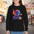 Dragon Reading a Book Bookworm Book Lover Youth Long Sleeve Tee