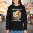 Easily Distracted By Books And Gnomes Book Reading Gnome Youth Long Sleeve Tee
