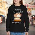 Easily Distracted By Cats And Books Reading Lover Bookish Youth Long Sleeve Tee