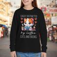 Easily Distracted By Coffee Cats And Books Youth Long Sleeve Tee