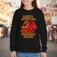 Easily Distracted By Dragons And Books Reading Youth Long Sleeve Tee Easily Distracted By Dragons And Books Reading Youth Long Sleeve Tee