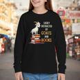Easily Distracted By Goats And Books Goats And Book Reading Youth Long Sleeve Tee