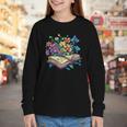 Enchanted Open Book With Blooming Flowers Youth Long Sleeve Tee