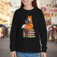 Fox Books Read Reading Librarian America Men Women Kids Youth Long Sleeve Tee