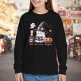 Ghost Reading Book Coquette Bow Halloween Girl Toddler Kid Youth Long Sleeve Tee
