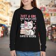 Girl Who Loves Cats And Books Cute Youth Long Sleeve Tee Girl Who Loves Cats And Books Cute Youth Long Sleeve Tee