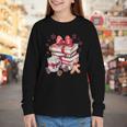 Girly Coquette Gingerbread Books And Hot Cocoa Cozy Season Youth Long Sleeve Tee