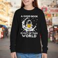 Good Book Is Out Of This World Astronaut Moon Space Reading Youth Long Sleeve Tee Good Book Is Out Of This World Astronaut Moon Space Reading Youth Long Sleeve Tee