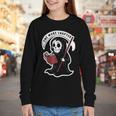 Grim Reaper Bookworm Cute Book Reading Halloween Youth Long Sleeve Tee Grim Reaper Bookworm Cute Book Reading Halloween Youth Long Sleeve Tee