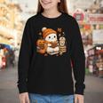 Halloween Ghost Reading Book Lovers Coffee Girl Women Youth Long Sleeve Tee Halloween Ghost Reading Book Lovers Coffee Girl Women Youth Long Sleeve Tee