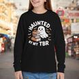 Haunted By My TBR Cute Ghost Book Reading Teacher Halloween Youth Long Sleeve Tee