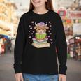 Highland Cow Reading Book Floral Bookworm Youth Long Sleeve Tee Highland Cow Reading Book Floral Bookworm Youth Long Sleeve Tee