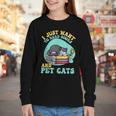 I Just Want To Read Books And Pet Cats Cat Book Lovers Youth Long Sleeve Tee