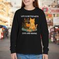 Life Is Better With Cats And Books Cute Cat Lover Youth Long Sleeve Tee Life Is Better With Cats And Books Cute Cat Lover Youth Long Sleeve Tee