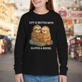 Life Is Better With Sloths And Books Cute Sloth Lover Youth Long Sleeve Tee Life Is Better With Sloths And Books Cute Sloth Lover Youth Long Sleeve Tee