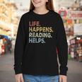 Life Happens Reading Helps Book Lovers Vinage Youth Long Sleeve Tee Life Happens Reading Helps Book Lovers Vinage Youth Long Sleeve Tee