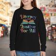 Literacy Justice For All Stop Book Banning Protect Librarian Youth Long Sleeve Tee Literacy Justice For All Stop Book Banning Protect Librarian Youth Long Sleeve Tee