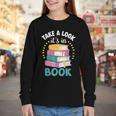 Take a Look It's In a Book Teacher Reading Apparel Youth Long Sleeve Tee