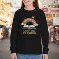 Take a Look It's In a Book Vintage Reading Teacher Rainbow Youth Long Sleeve Tee