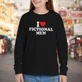 I Love Heart Fictional Men Simple Cute Books Reading Youth Long Sleeve Tee
