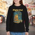 Night Owl Cozy Reading Tea Coffee Lover Bookworm Cute Youth Long Sleeve Tee
