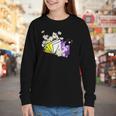 Non-Binary Book Lover Nonbinary Daisy LGBT Reading Pride Youth Long Sleeve Tee