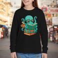Octopus Reading Book Reading Bookworm Reader Youth Long Sleeve Tee