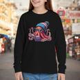 Octopus Reading Book Kraken Book Lover Youth Long Sleeve Tee