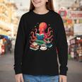 Octopus Reading Books Tea Coffee Youth Long Sleeve Tee
