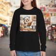 Owl Learning To Cook With Cookbook Chef Apron Stove Cooking Youth Long Sleeve Tee
