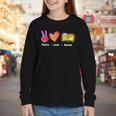 Peace Love Books Reader Librarian Library Book Youth Long Sleeve Tee
