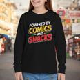 Powered By Comics And Snacks Comic Book Lover Youth Long Sleeve Tee