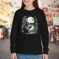 Rabbit Reading Book Full Moon Lake Scenery Youth Long Sleeve Tee