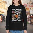 Well Read & Slightly Feral Raccoon Book Lover Graphic Youth Long Sleeve Tee
