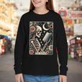 The Reader Tarot Card Skeleton Reading Book Bookworm Bookish Youth Long Sleeve Tee