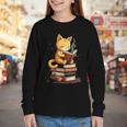 Reading Cat Books Cute Youth Long Sleeve Tee