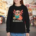 Readsolotl Kawaii Axolotl Reading Book Lover Youth Long Sleeve Tee