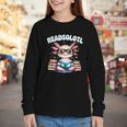 Readsolotl Pink Kawaii Axolotl Read Book Lover Reading Youth Long Sleeve Tee