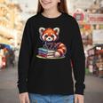 Red Panda Books Lover Reading Bookworm Youth Long Sleeve Tee