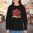 Red Roses Flowers Book Floral Youth Long Sleeve Tee