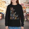 Sip Tea Pet Cats Read Books Repeat Book Cat Lover Youth Long Sleeve Tee Sip Tea Pet Cats Read Books Repeat Book Cat Lover Youth Long Sleeve Tee