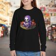 Spooky Grim Reaper Reading A Book Cute Creepy Halloween Youth Long Sleeve Tee Spooky Grim Reaper Reading A Book Cute Creepy Halloween Youth Long Sleeve Tee