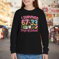 Survived 67 Days Of School Ice Cream Drip Apple Pencil Book Youth Long Sleeve Tee